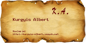 Kurgyis Albert névjegykártya