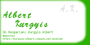 albert kurgyis business card